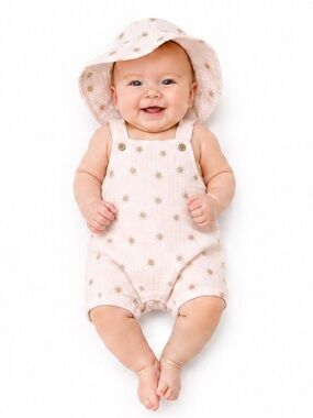 NEW - Monkey Bars Baby Girl Sun Print Romper & Bonnet Set 3-6 Months